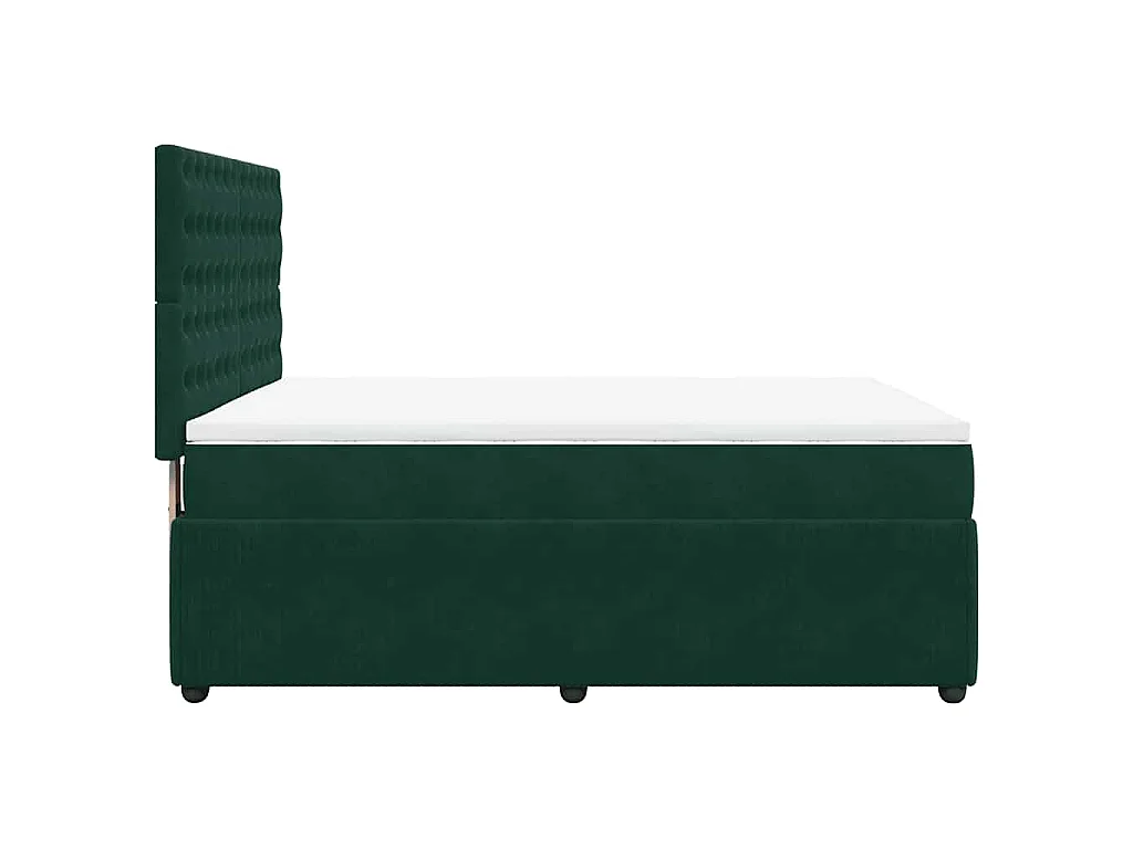 Giroletto a Molle con Materasso Verde Scuro 140x190 cm Velluto