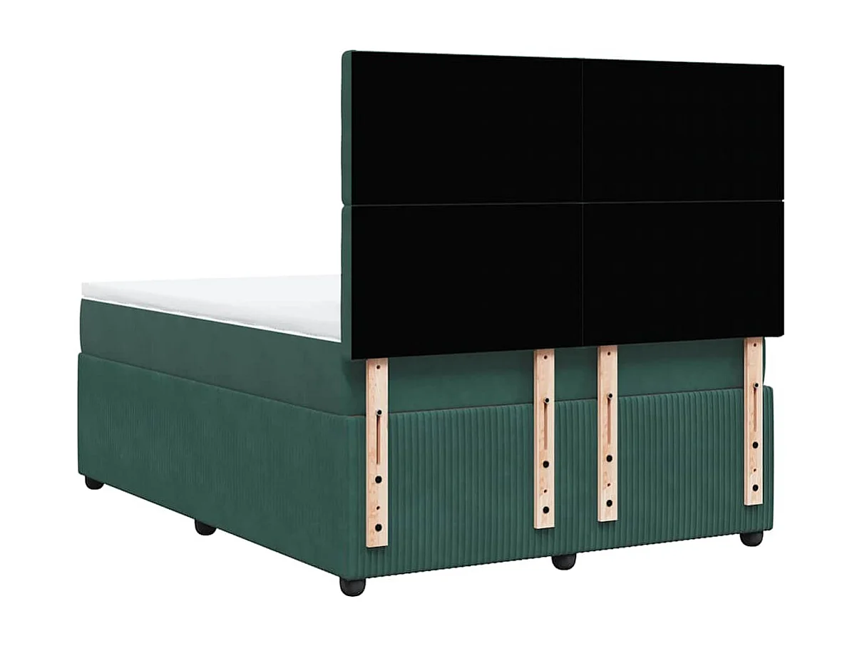 Giroletto a Molle con Materasso Verde Scuro 140x190 cm Velluto