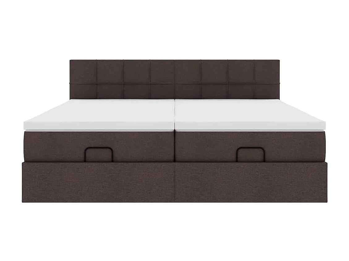 Cadre de lit ottoman avec matelas marron foncé 180x200 cm tissu