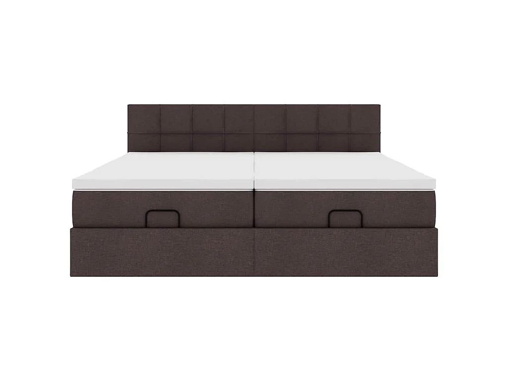 Cadre de lit ottoman avec matelas marron foncé 180x200 cm tissu