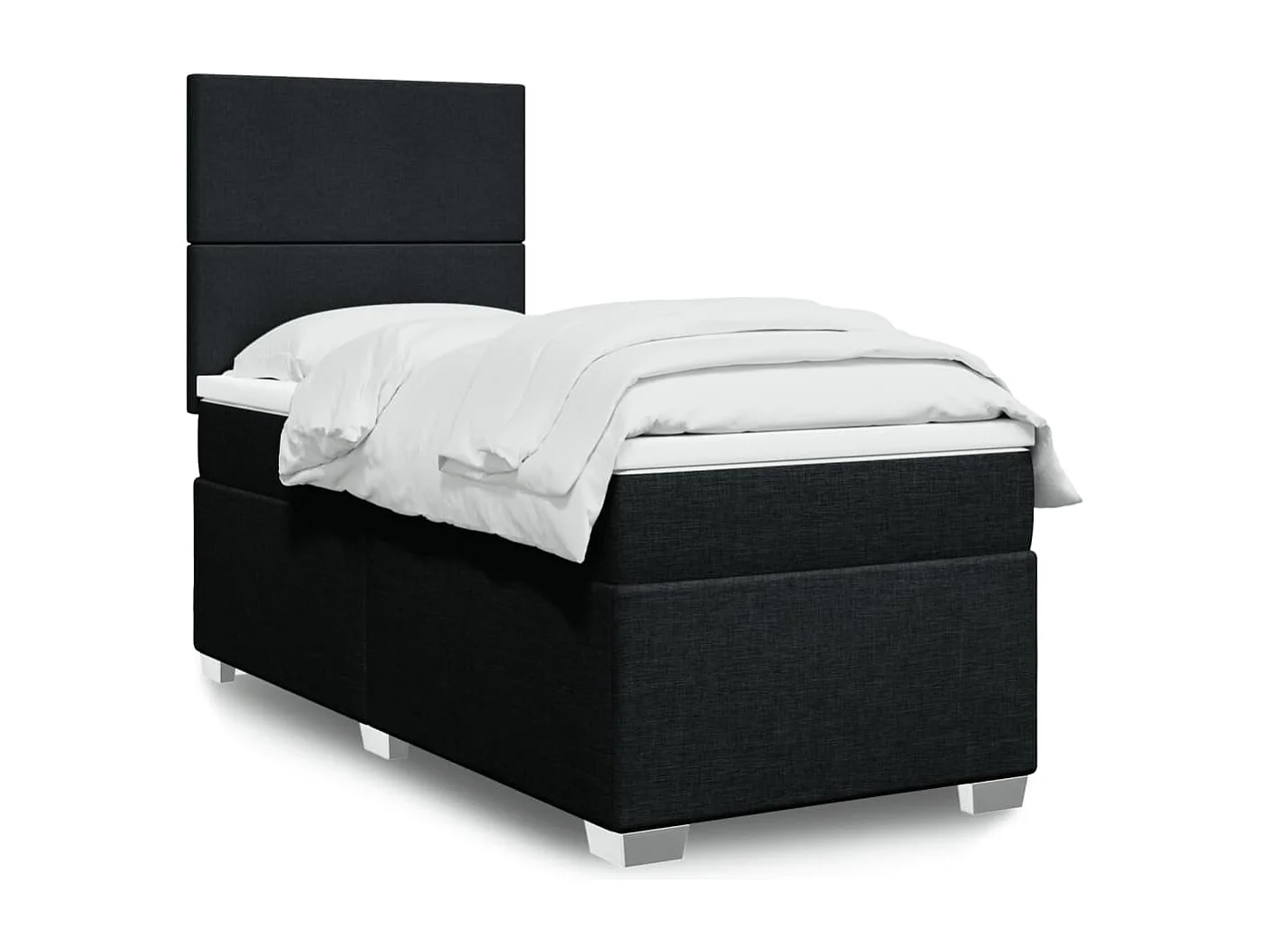 Giroletto a Molle con Materasso Nero 90x200 cm in Tessuto