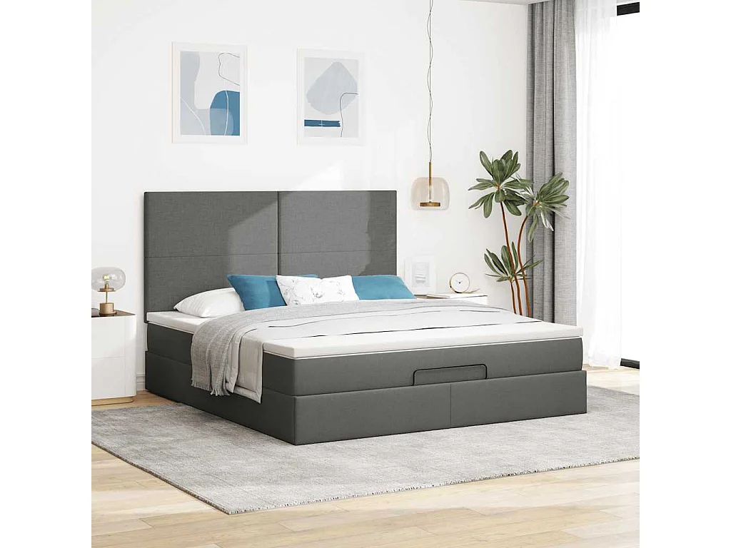 Struttura Letto Pouf con Materasso 160x200 cm in Tessuto