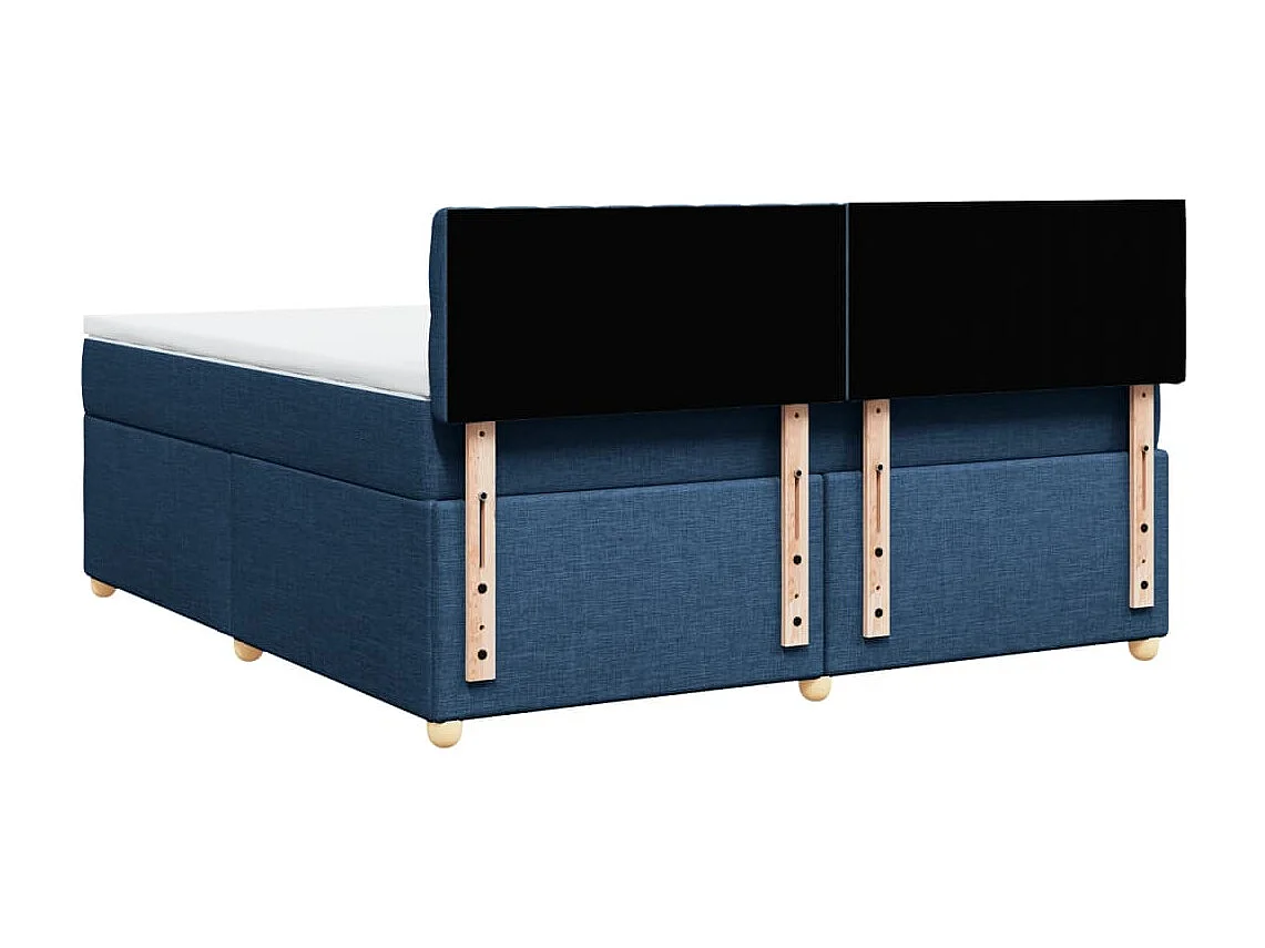 Cama box spring con colchón tela azul 180x200 cm