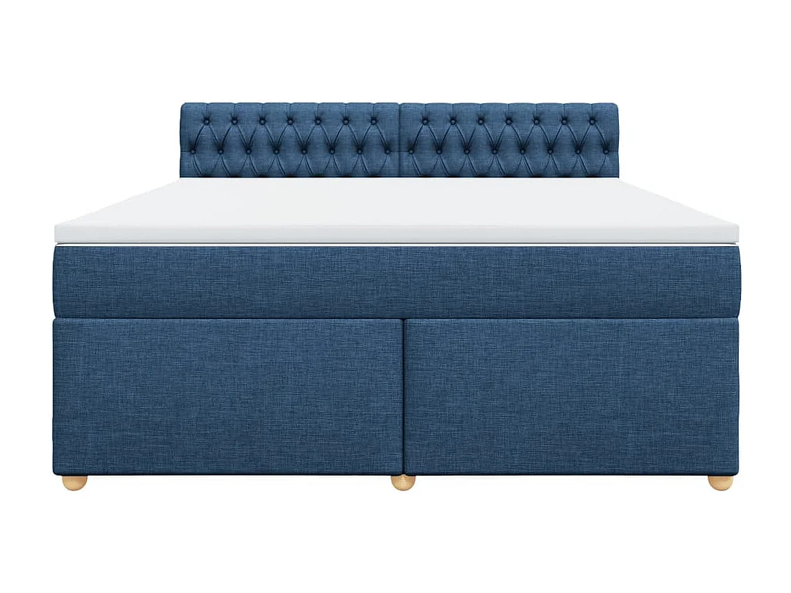 Cama box spring con colchón tela azul 180x200 cm