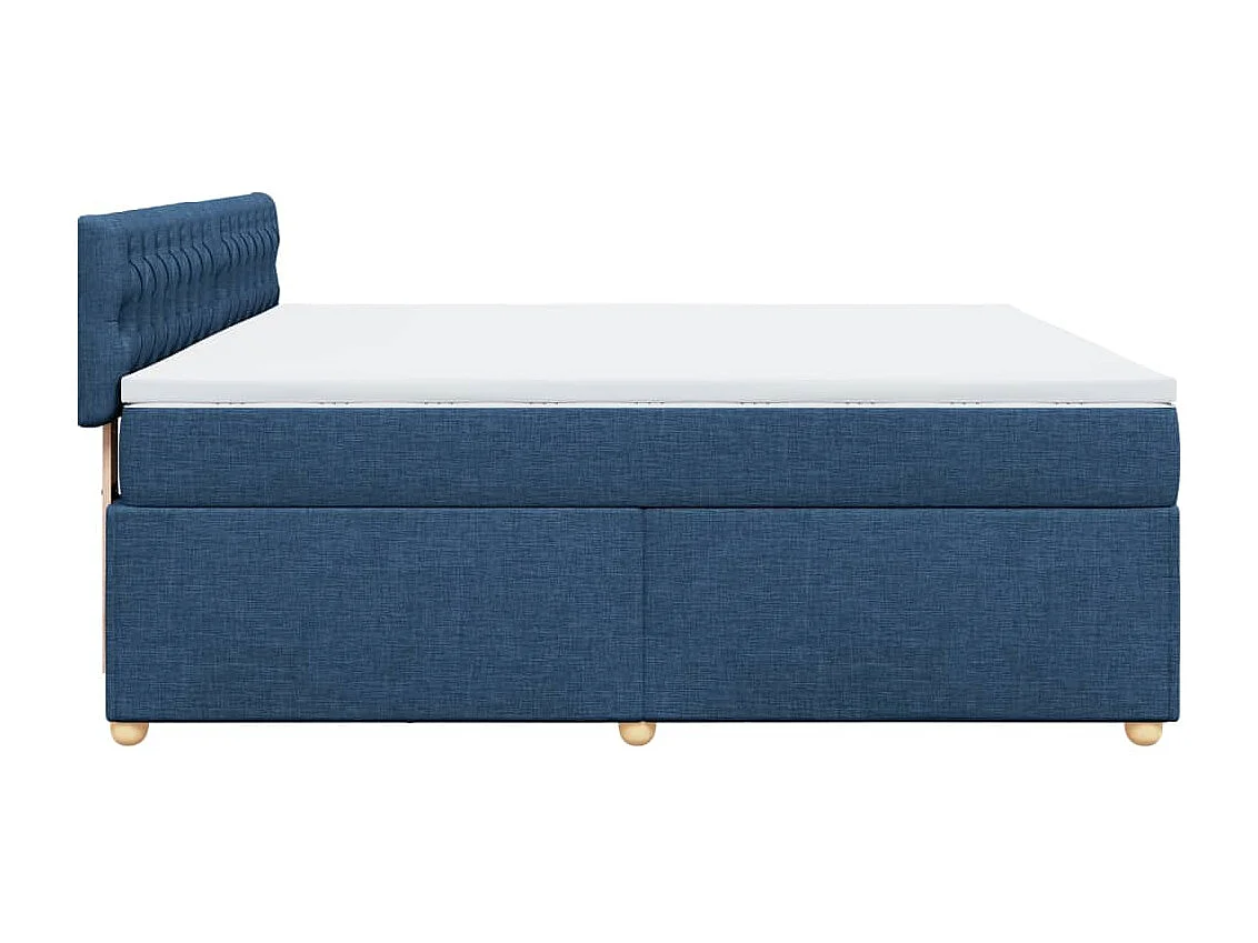 Cama box spring con colchón tela azul 180x200 cm