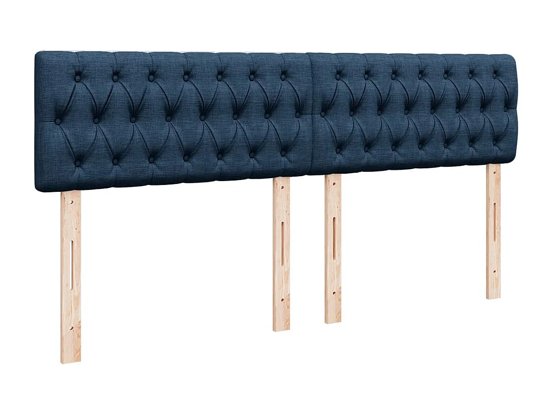 Cama box spring con colchón tela azul 180x200 cm