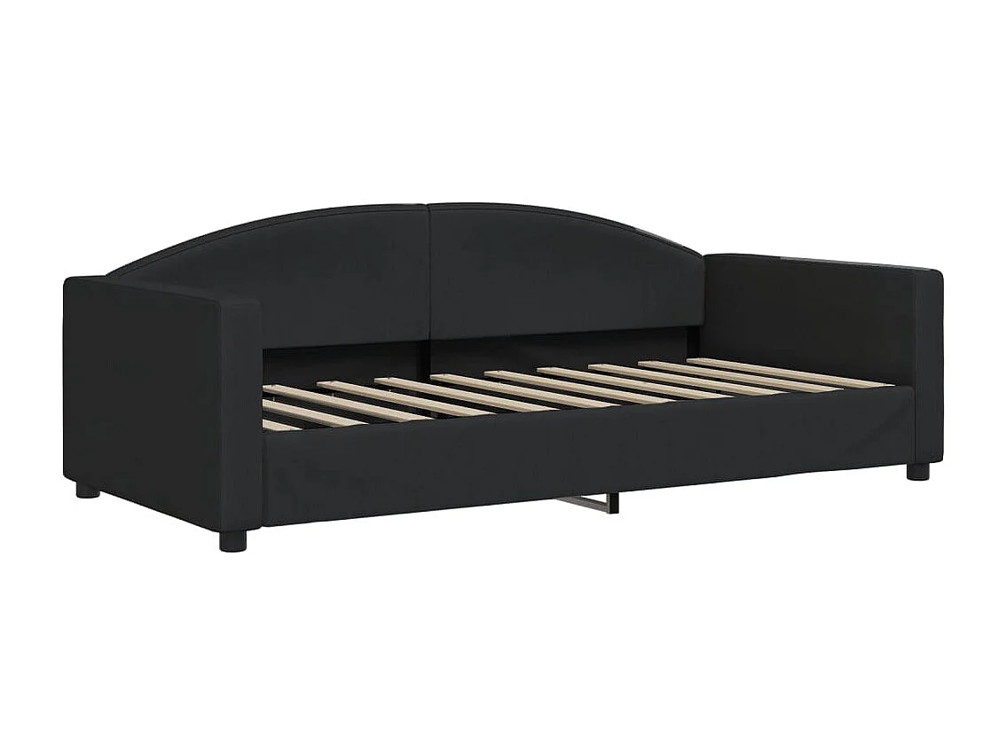 Tagesbett Ausziehbar mit Matratzen Schwarz 90x190 cm Stoff