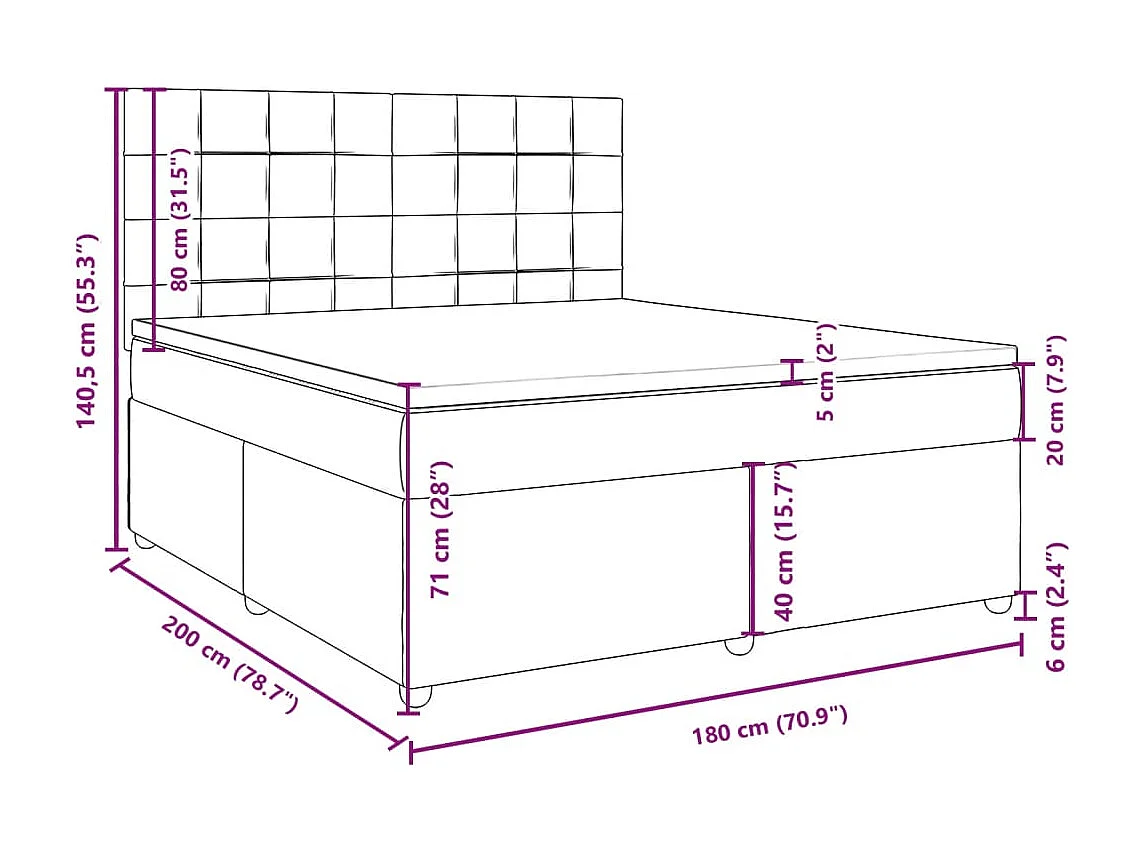 Boxspring met matras stof lichtgrijs 180x200 cm