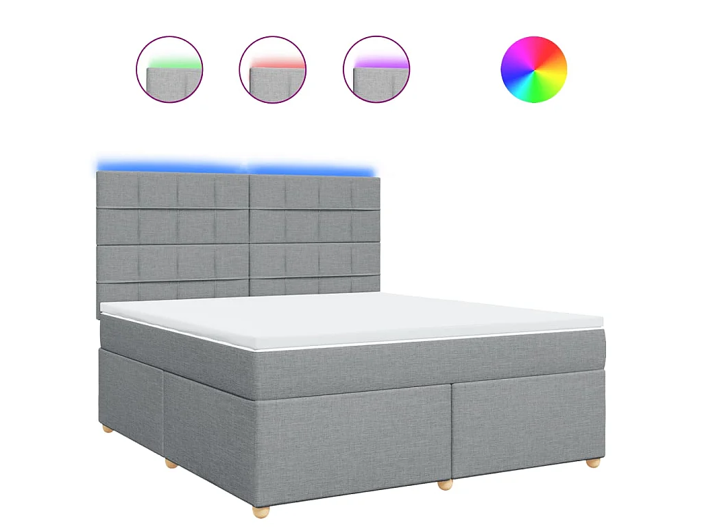 Sommier à lattes de lit avec matelas Gris clair 180x200cm Tissu