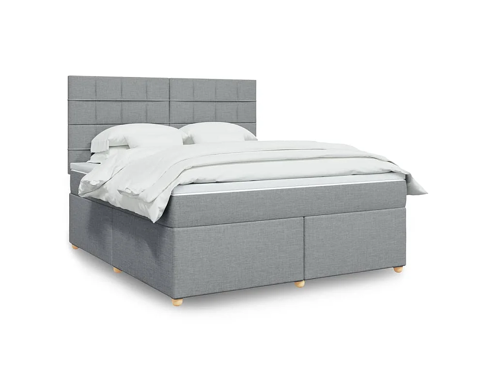 Sommier à lattes de lit avec matelas Gris clair 180x200cm Tissu