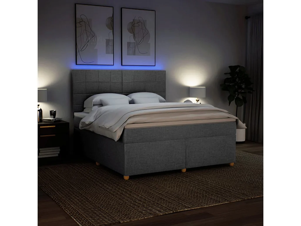 Sommier à lattes de lit avec matelas Gris clair 180x200cm Tissu