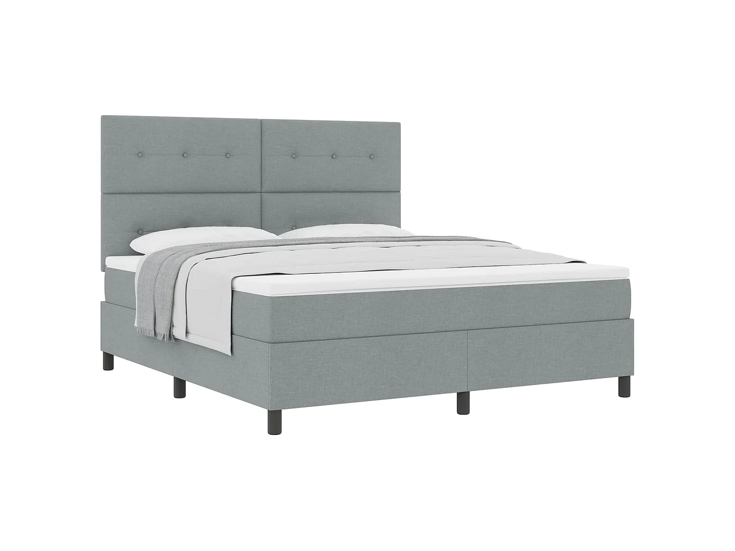 Boxspringbed met hoofdeinde Lichtgrijs 180 x 200 cm Stof
