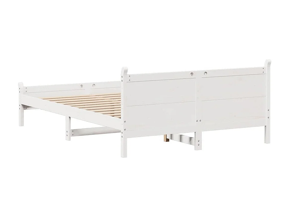 Massivholzbett ohne Matratze Weiß 140x190 cm Kiefernholz