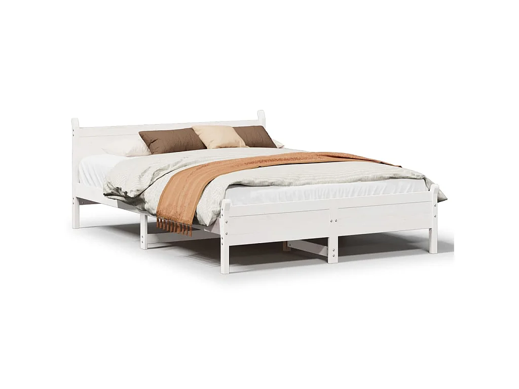 Letto senza Materasso Bianco 140x190 cm Legno Massello di Pino