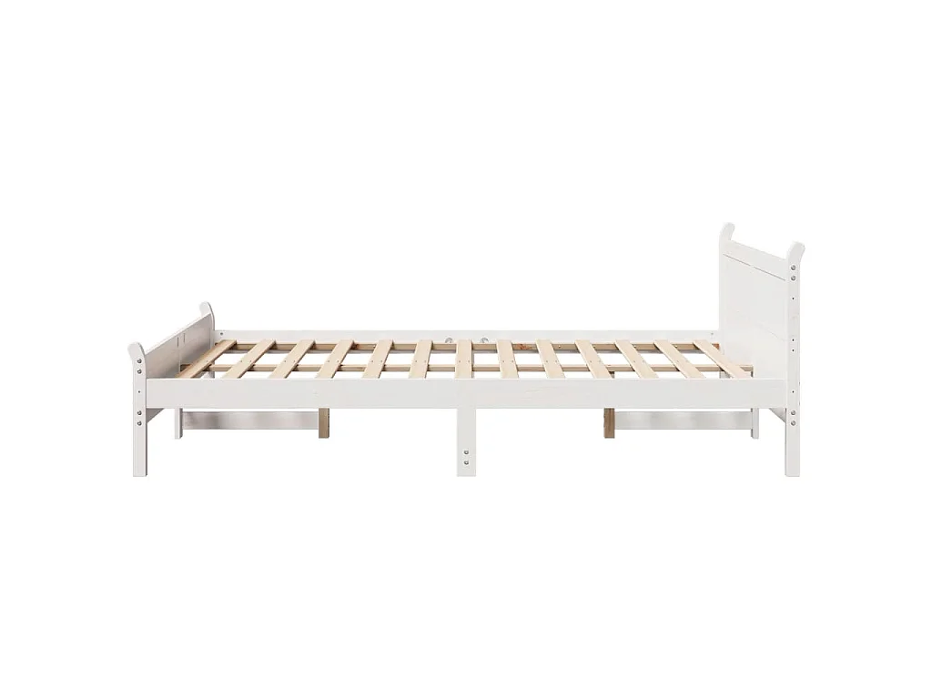 Letto senza Materasso Bianco 140x190 cm Legno Massello di Pino