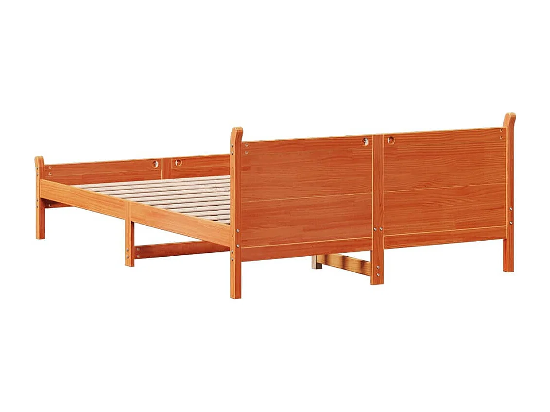 Cadre de lit sans matelas cire marron 140x200cm bois pin massif