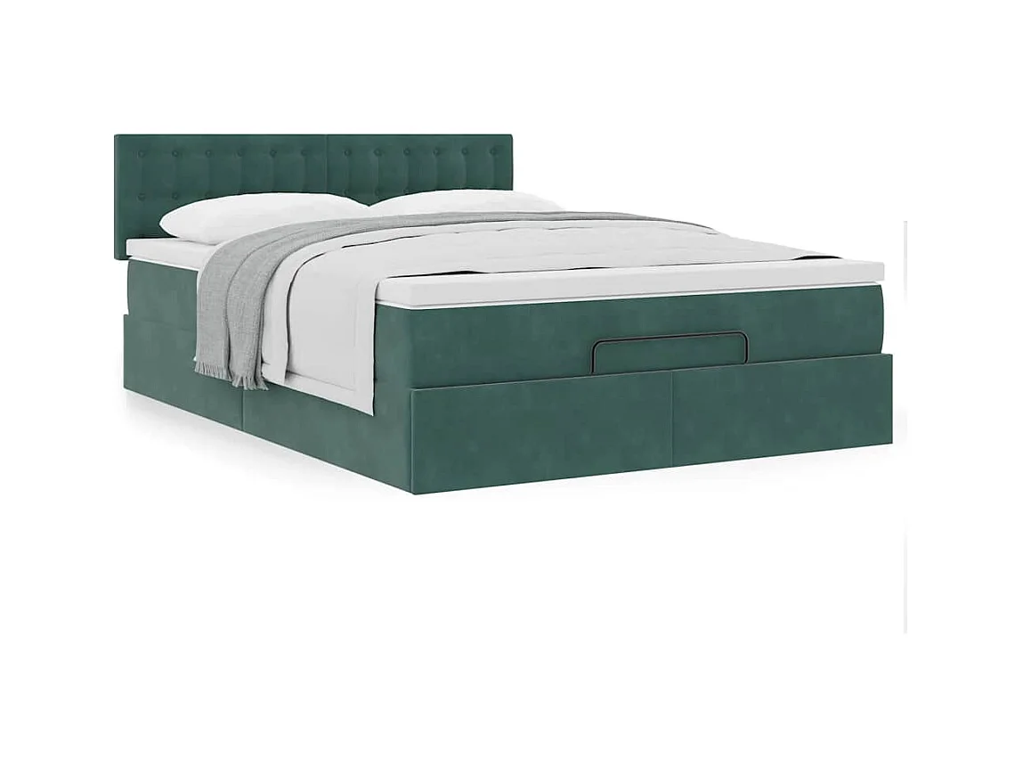 Ottoman-Bett mit Matratze Dunkelgrün 140x200 cm Samt