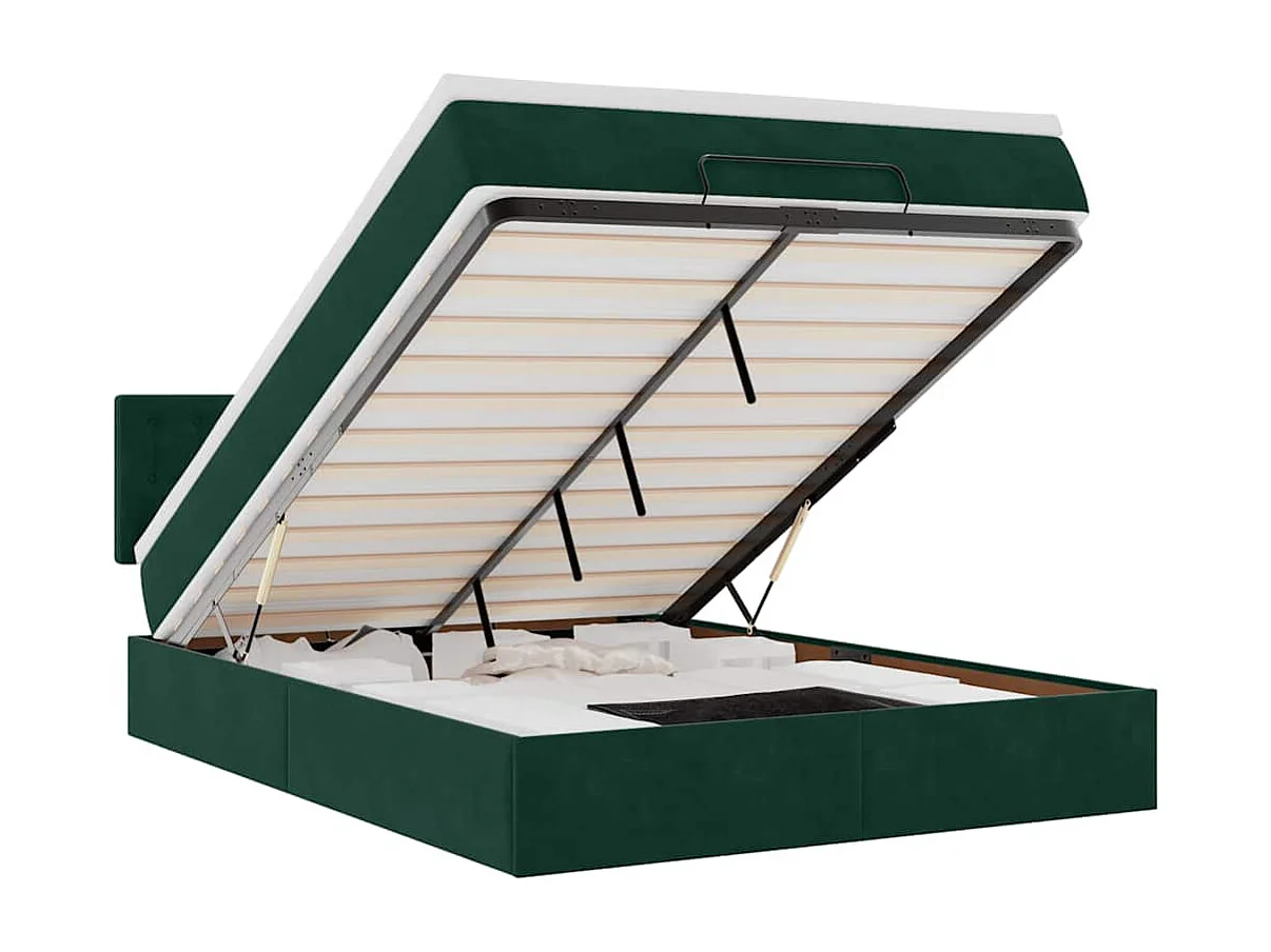 Struttura Letto Pouf con Materasso 140x200 cm in Velluto