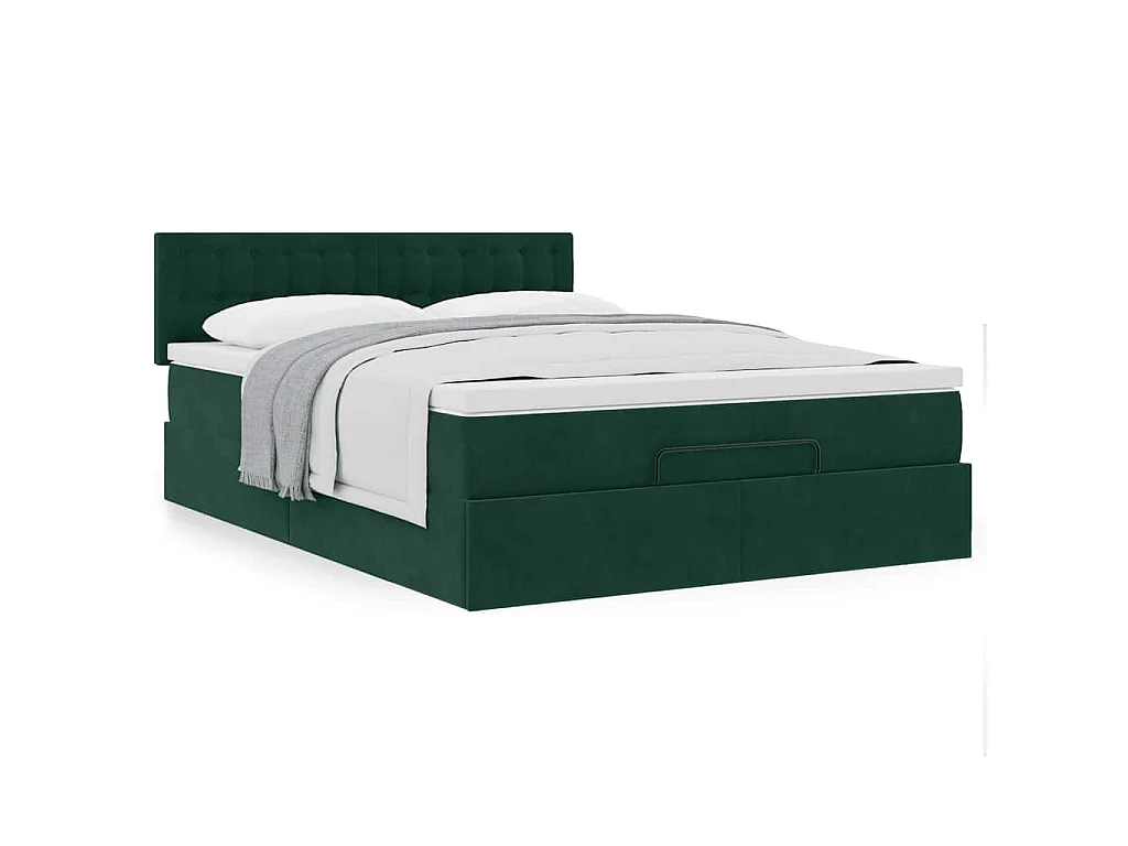 Ottoman-Bett mit Matratze Dunkelgrün 140x200 cm Samt