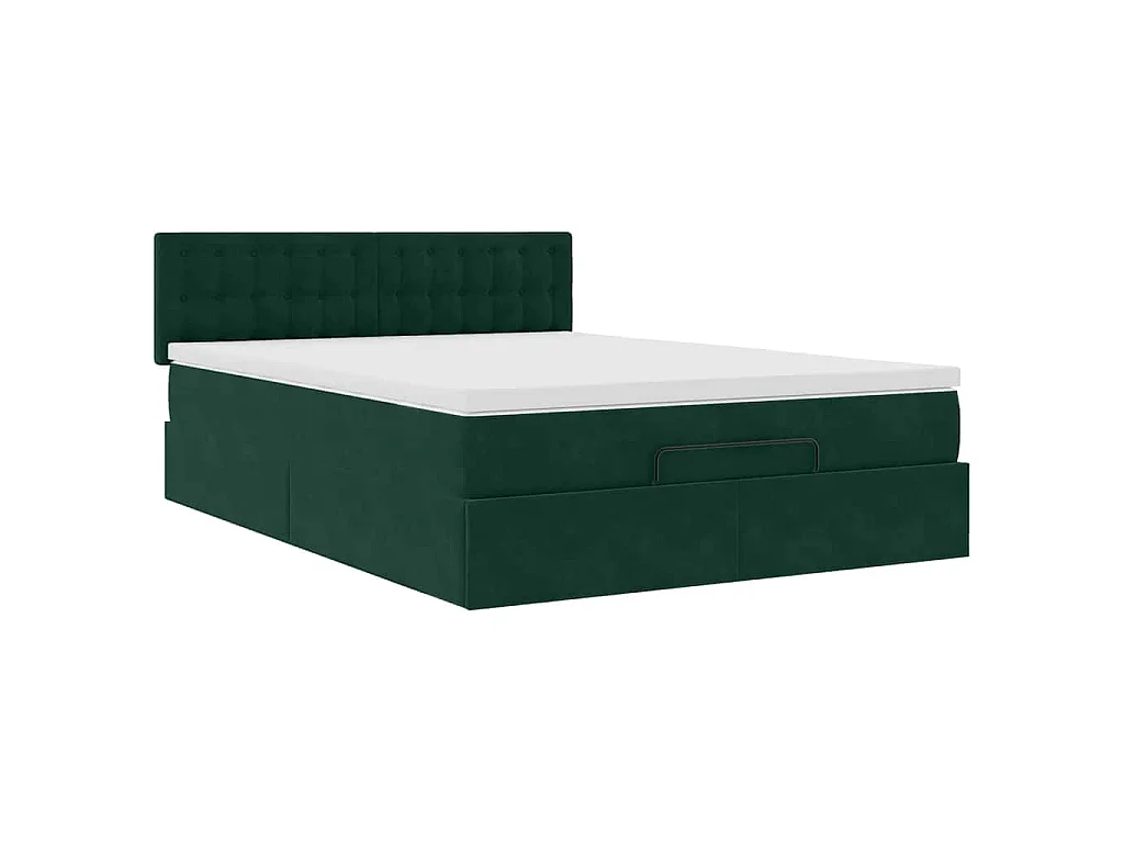 Ottoman-Bett mit Matratze Dunkelgrün 140x200 cm Samt
