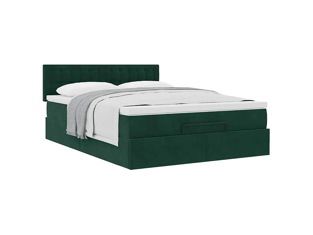 Ottoman-Bett mit Matratze Dunkelgrün 140x200 cm Samt