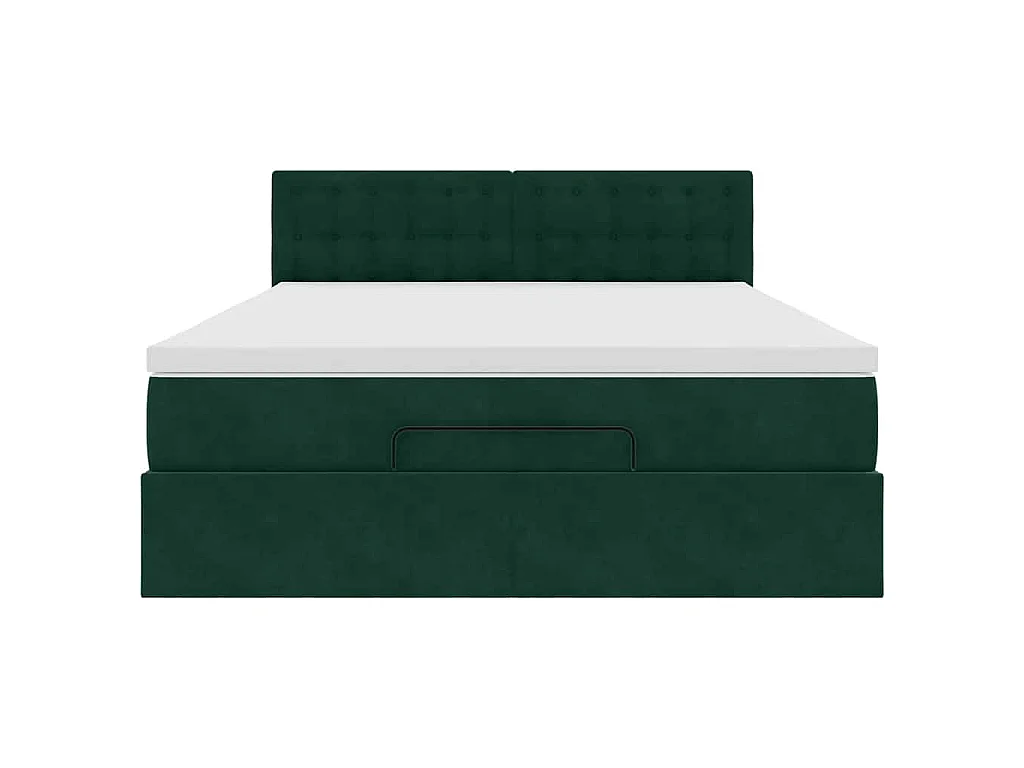 Ottoman-Bett mit Matratze Dunkelgrün 140x200 cm Samt