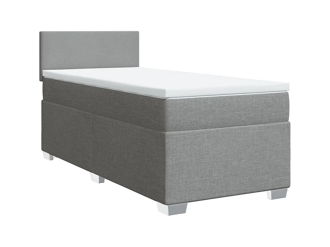 Boxspring met matras stof lichtgrijs 90x190 cm