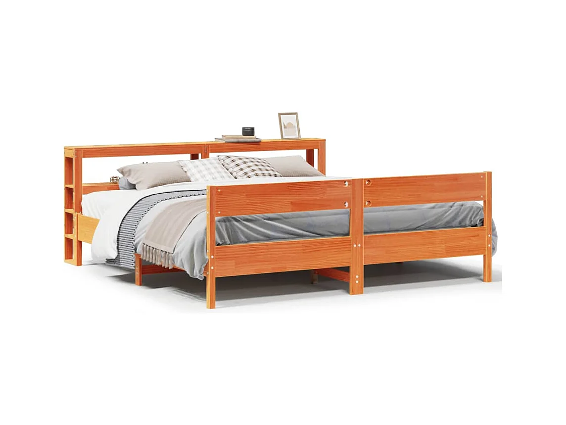 Massivholzbett ohne Matratze Wachsbraun 180x200 Kiefernholz