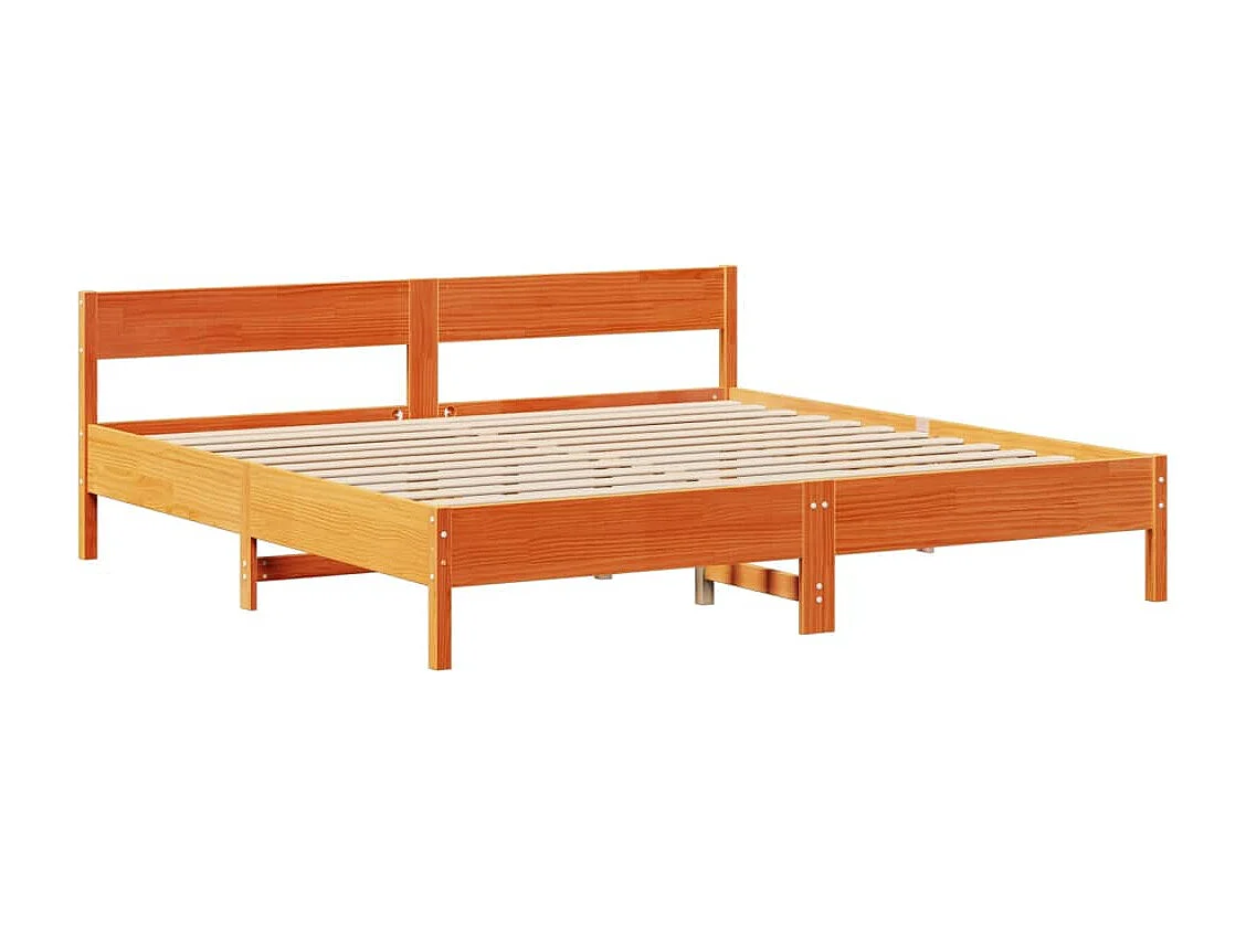 Bedframe zonder matras massief grenenhout wasbruin 180x200 cm