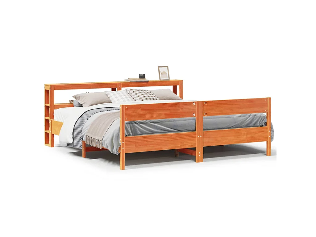 Cama sem colchão 180x200 cm pinho maciço castanho-mel