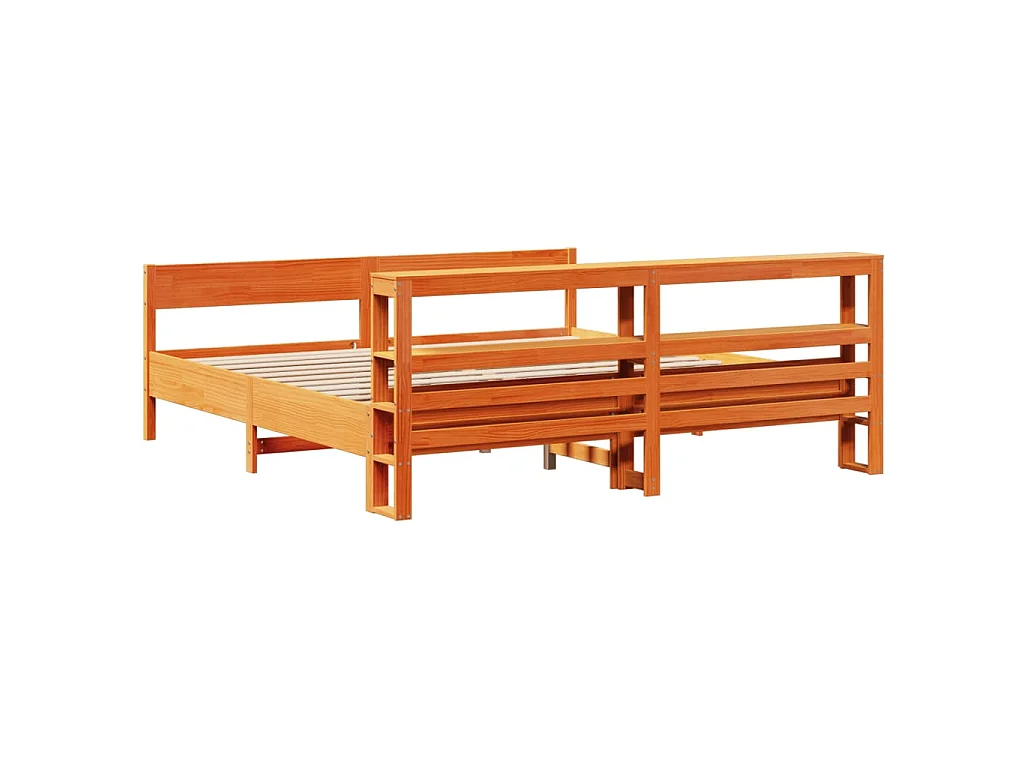 Cama sem colchão 180x200 cm pinho maciço castanho-mel