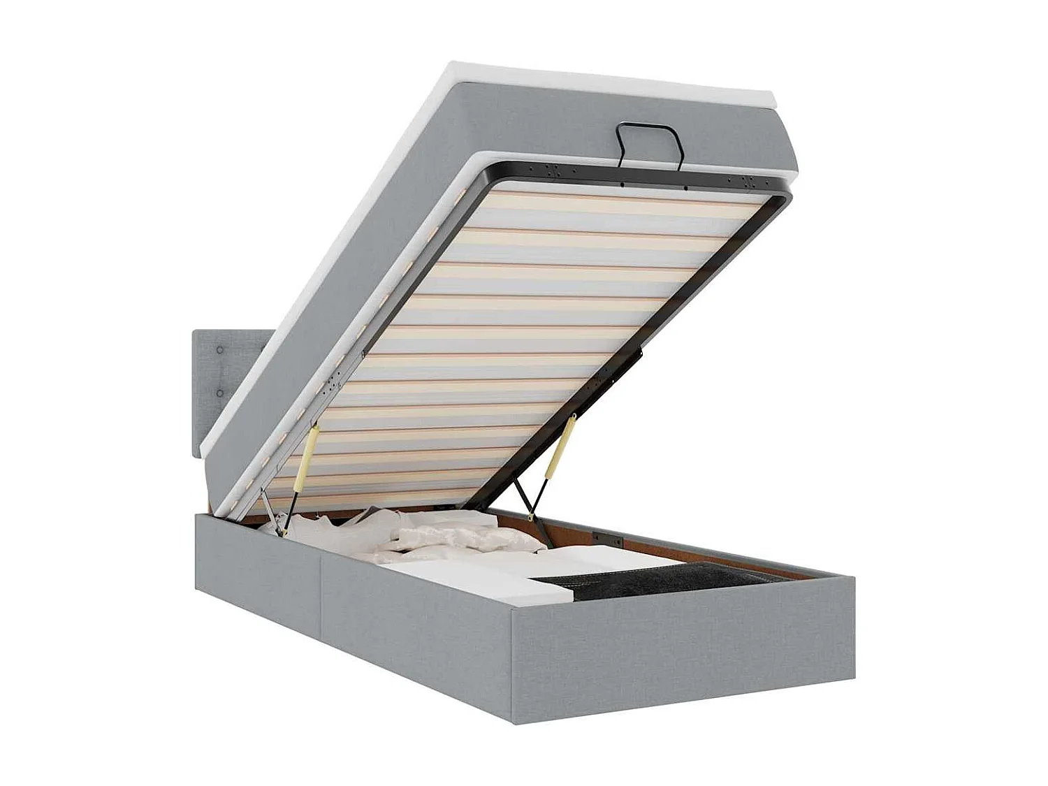 Bed poef met matras en LED's 90x200 cm stof lichtgrijs