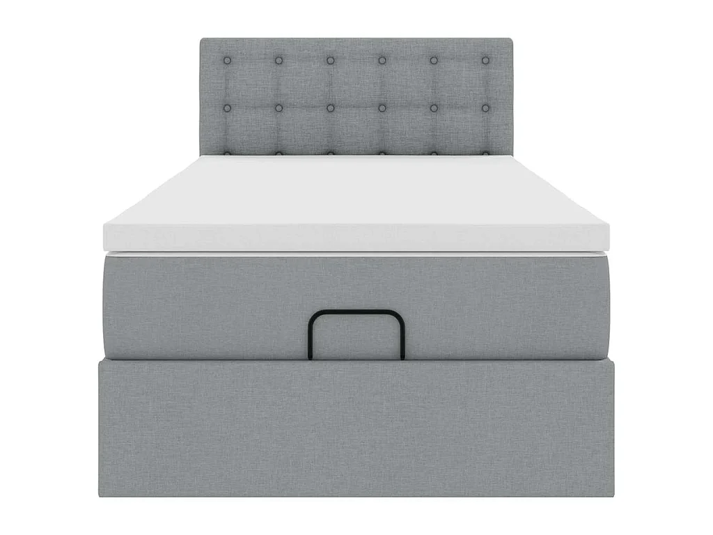 Pouf Letto con Materasso e LED Grigio Chiaro 90x200 cm Tessuto