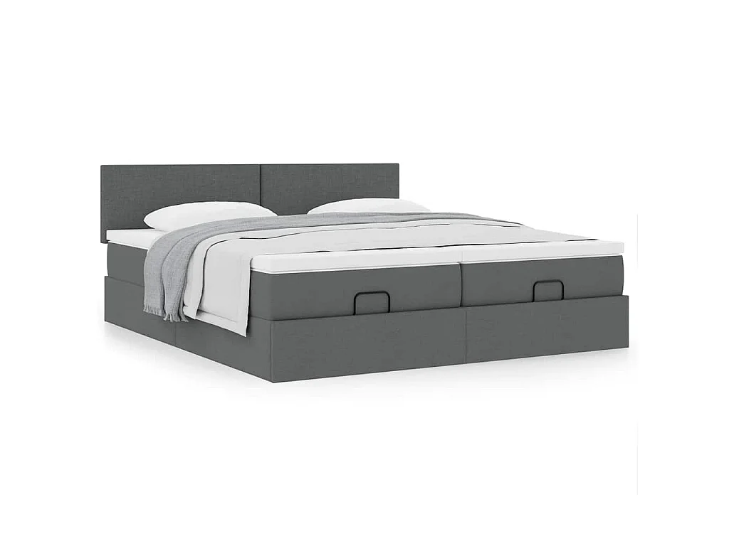 Ottoman-Bett mit Matratzen Dunkelgrau 180x200 cm Stoff