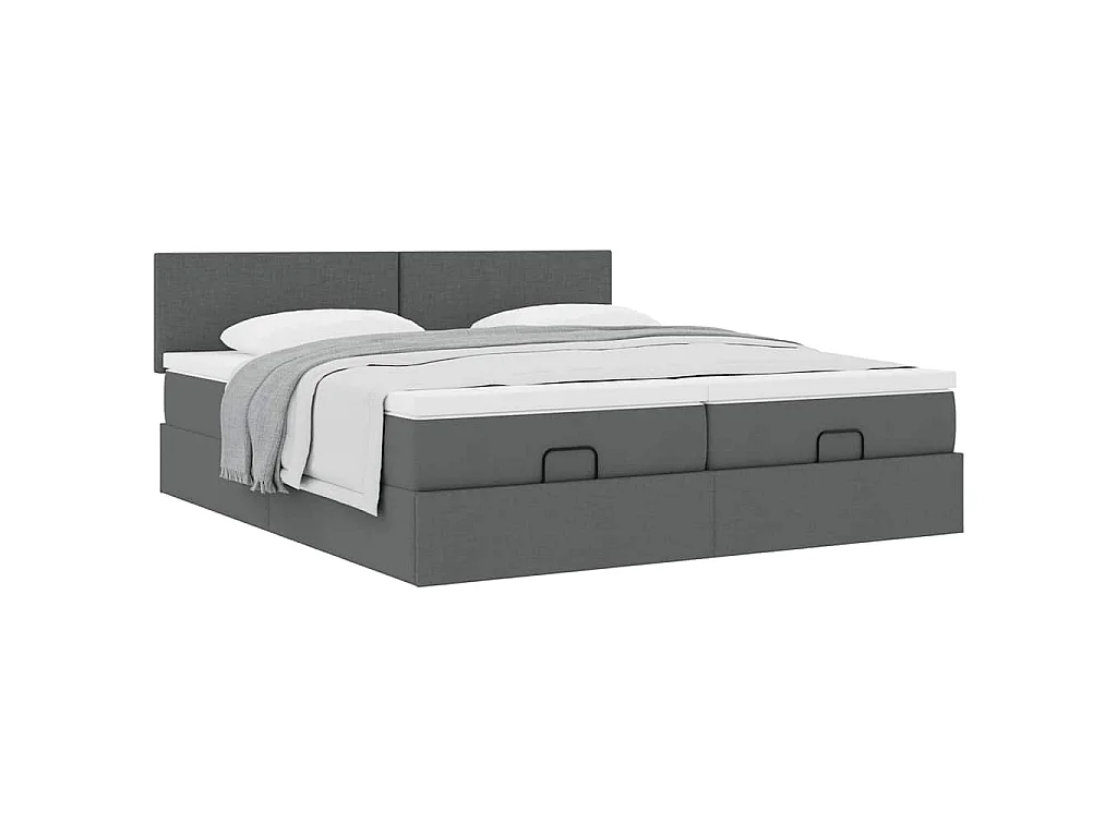 Ottoman-Bett mit Matratzen Dunkelgrau 180x200 cm Stoff