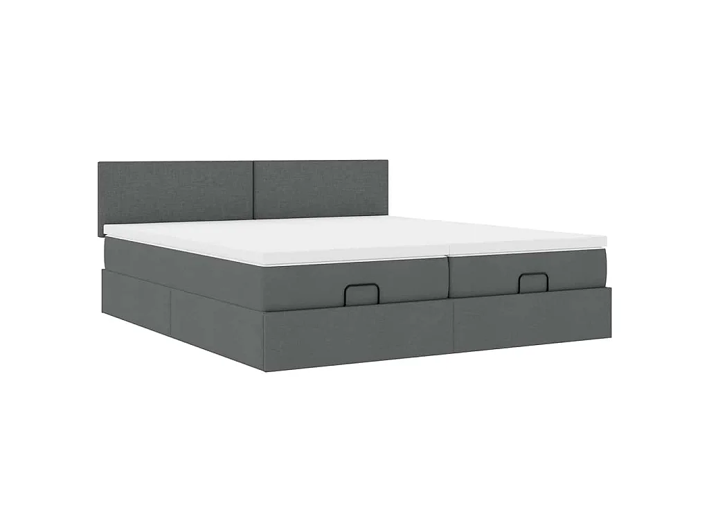 Ottoman-Bett mit Matratzen Dunkelgrau 180x200 cm Stoff