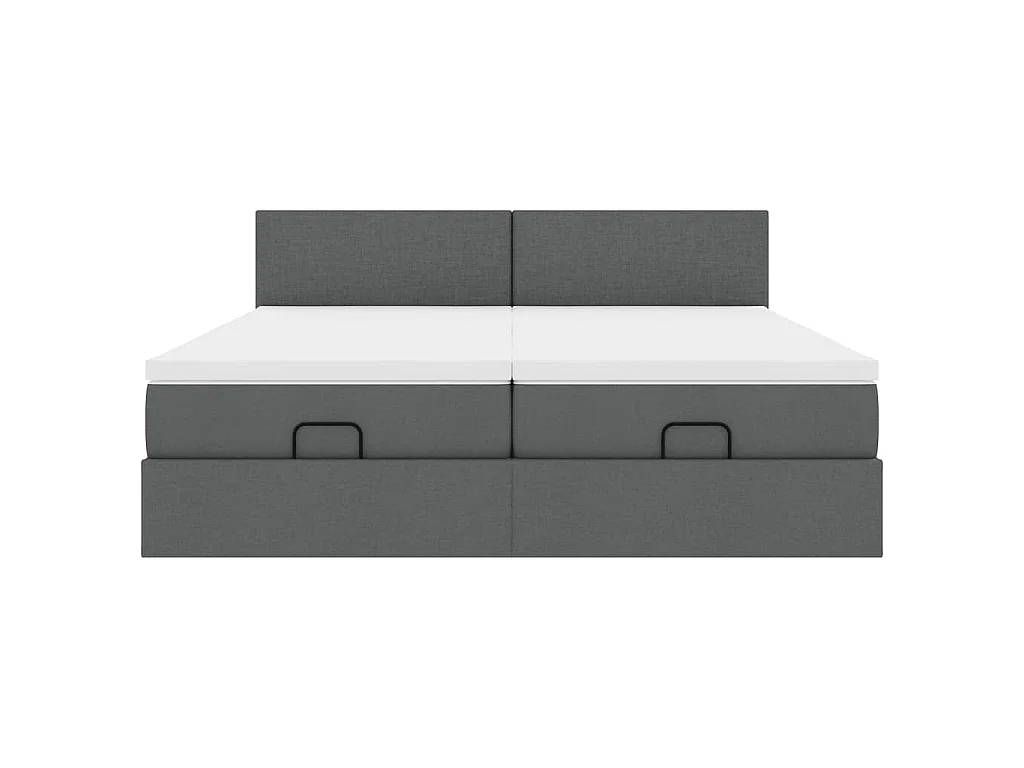 Ottoman-Bett mit Matratzen Dunkelgrau 180x200 cm Stoff