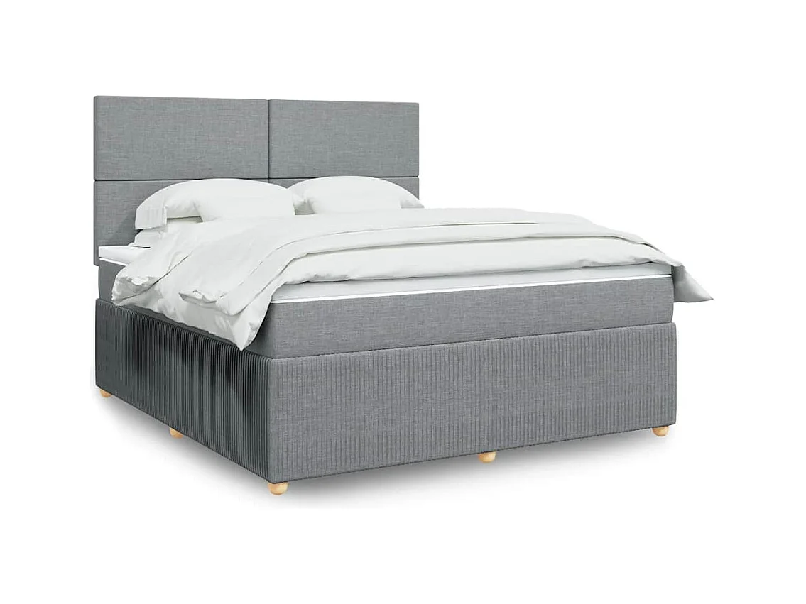 Boxspringbett mit Matratze Hellgrau 180x200 cm Stoff
