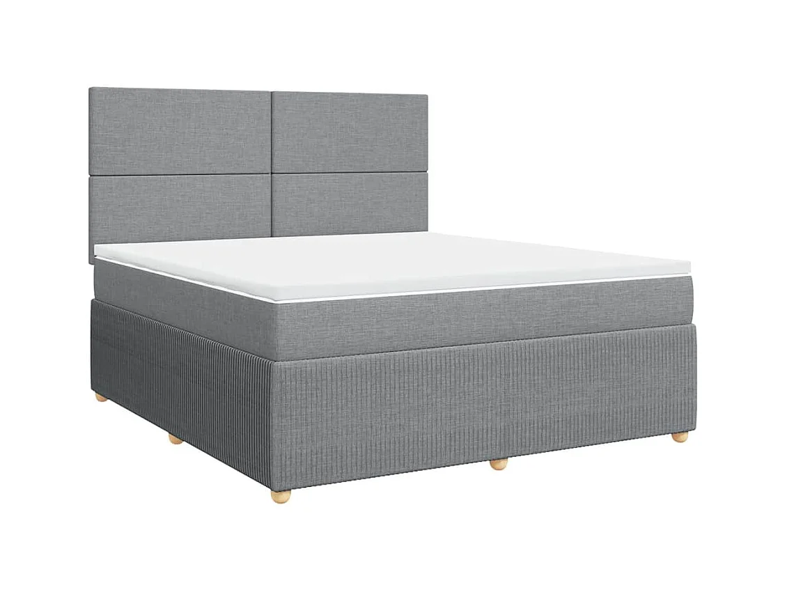 Boxspringbett mit Matratze Hellgrau 180x200 cm Stoff