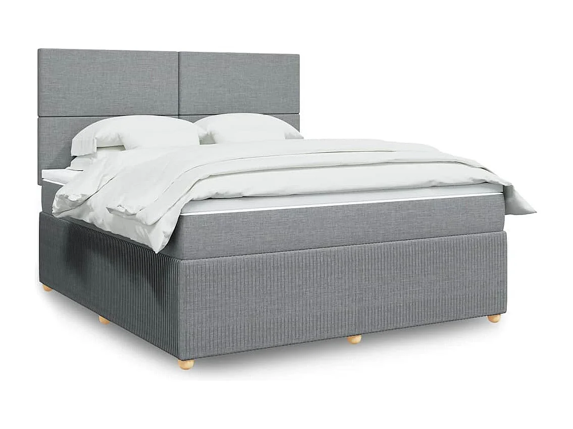 Boxspringbett mit Matratze Hellgrau 180x200 cm Stoff