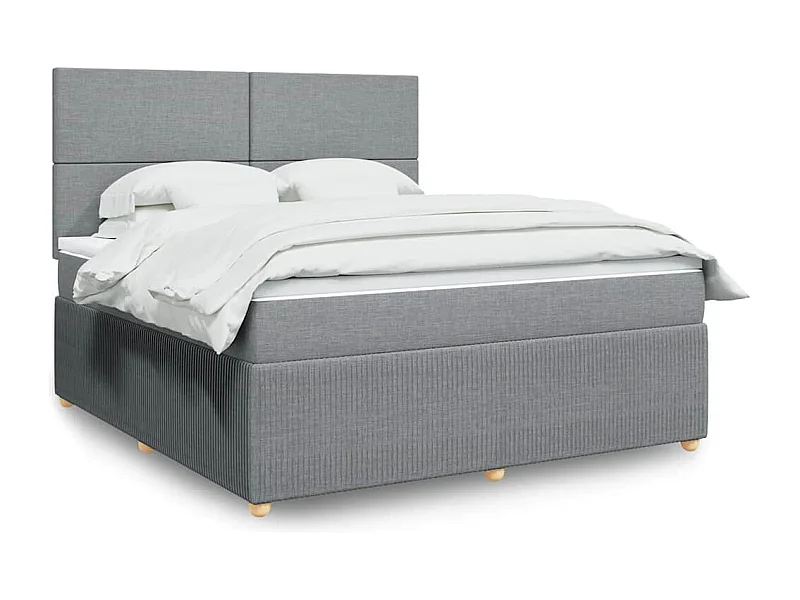 Boxspringbett mit Matratze Hellgrau 180x200 cm Stoff