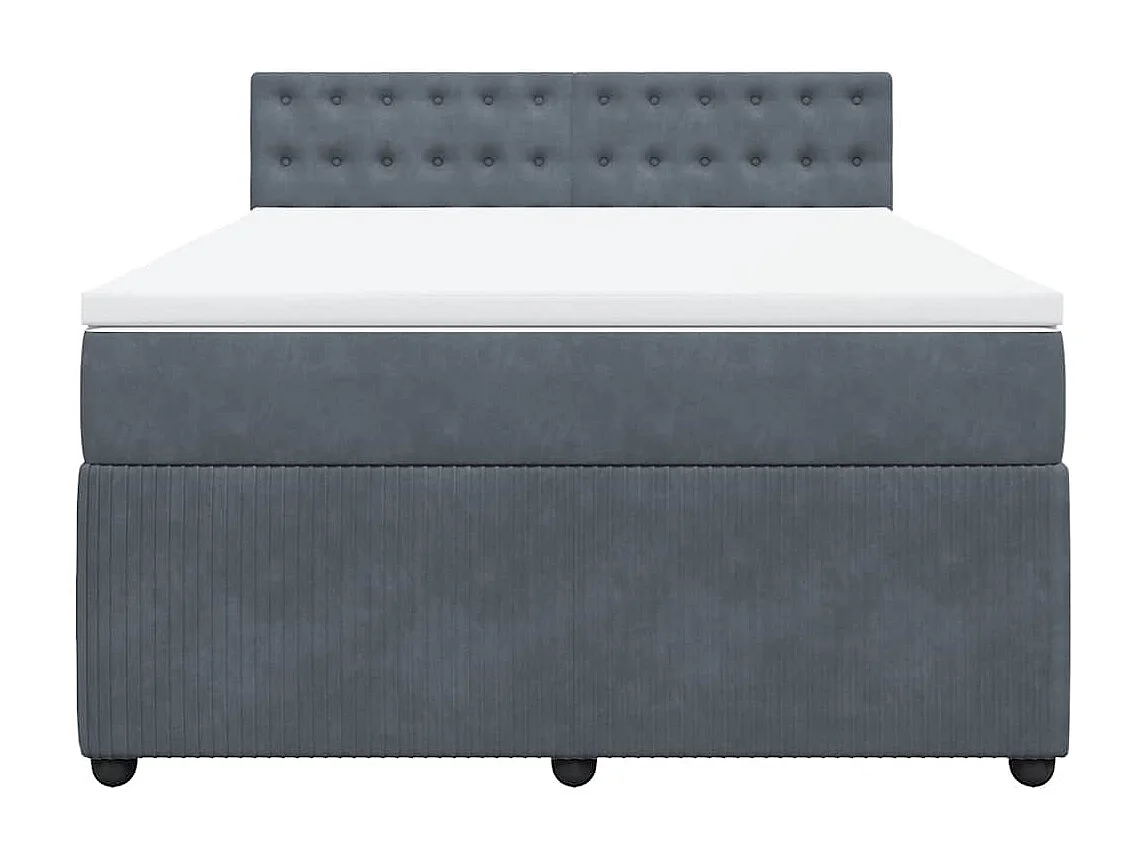 Boxspringbett mit Matratze Dunkelgrau 140x200 cm Samt