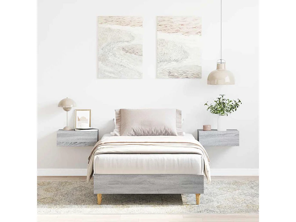 Estructura de cama sin colchón madera gris Sonoma 100x200 cm