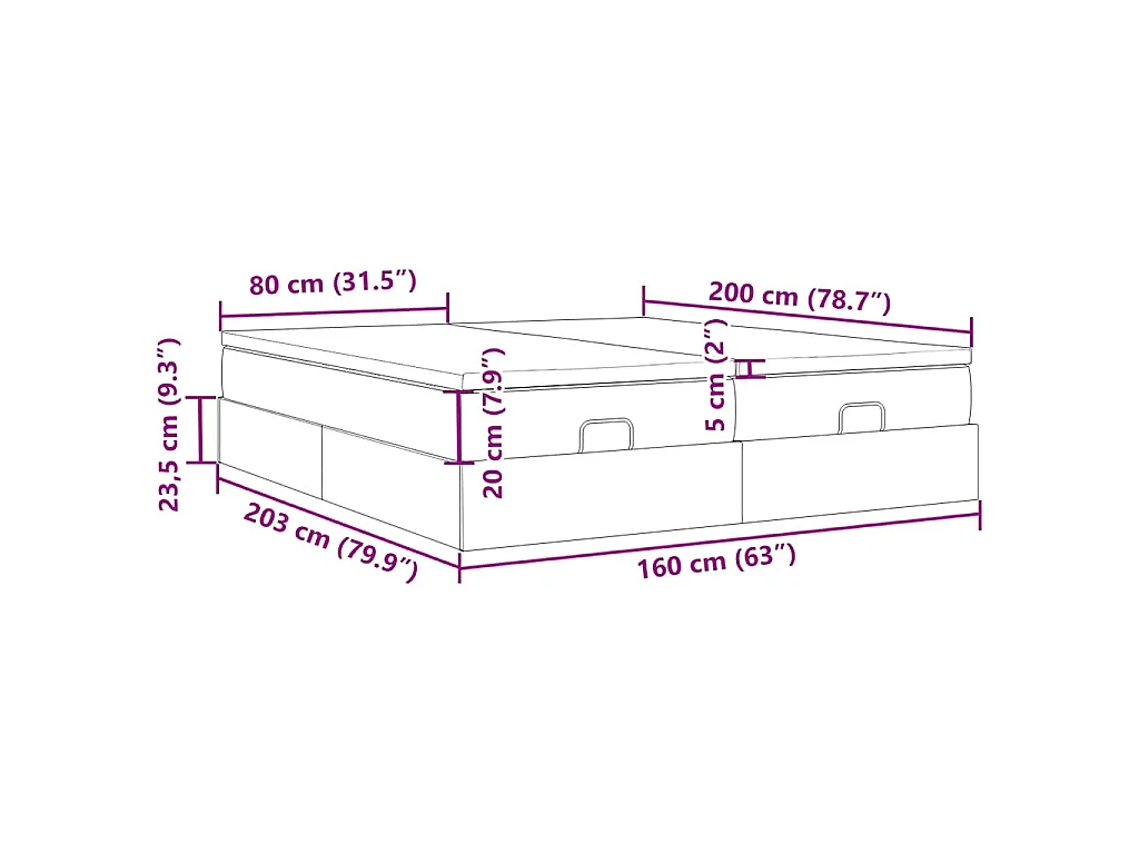 Ottoman-Bett mit Matratzen Dunkelgrau 160x200 cm Samt