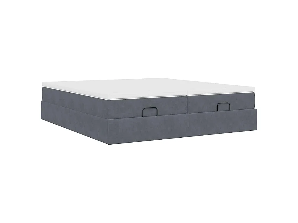 Ottoman-Bett mit Matratzen Dunkelgrau 160x200 cm Samt