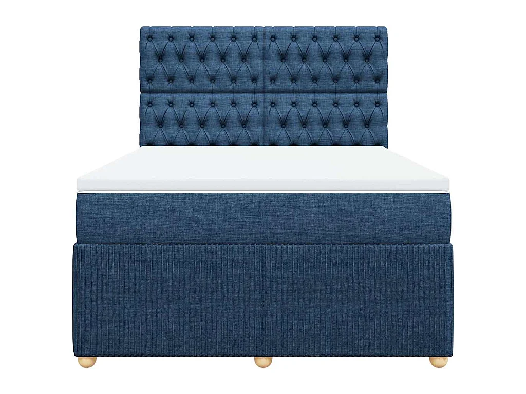 Boxspringbett mit Matratze Blau 140x190 cm Stoff