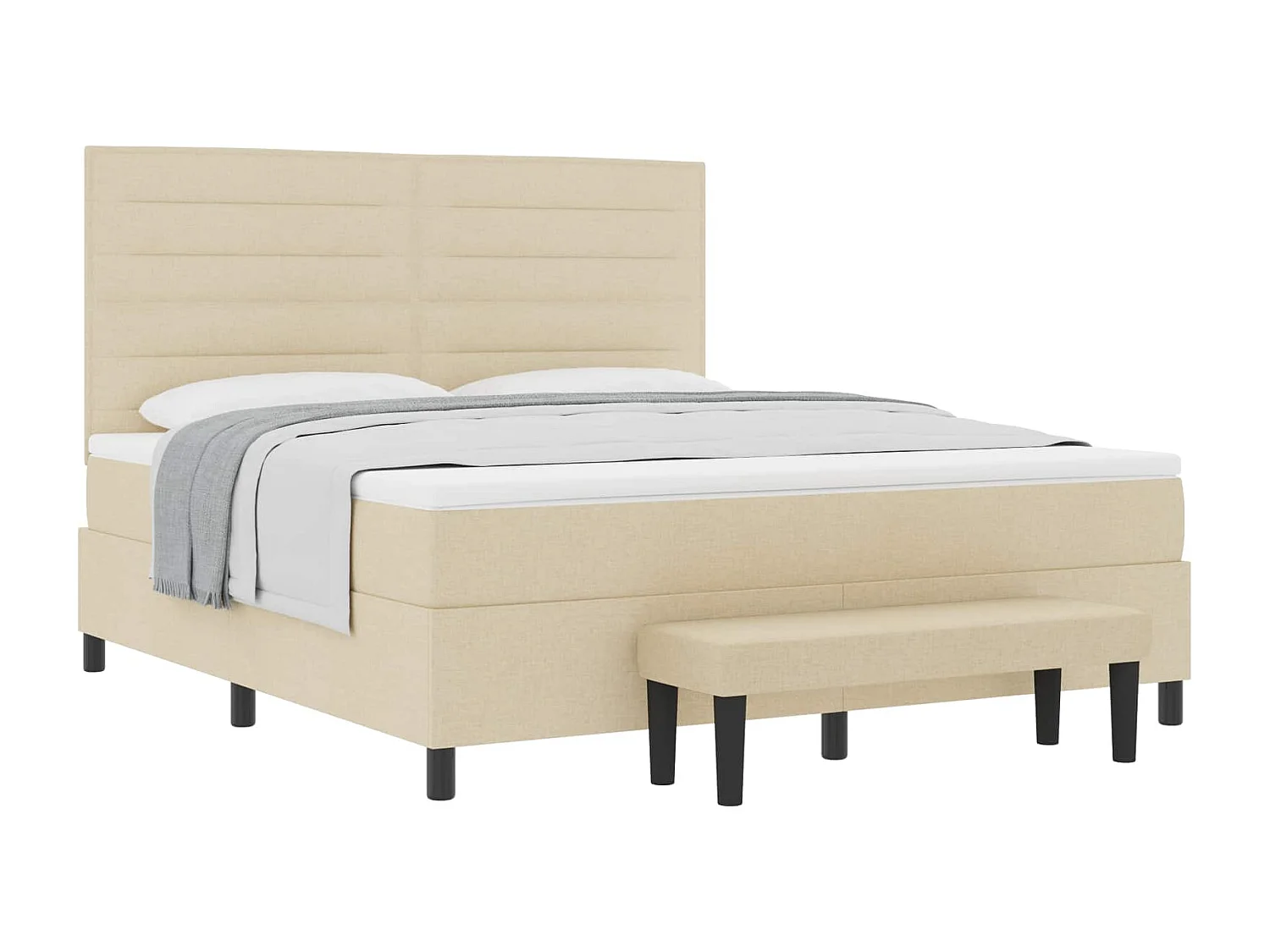 Boxspringbed met matras met hoofdeinde Crème 180 x 200 cm Stof
