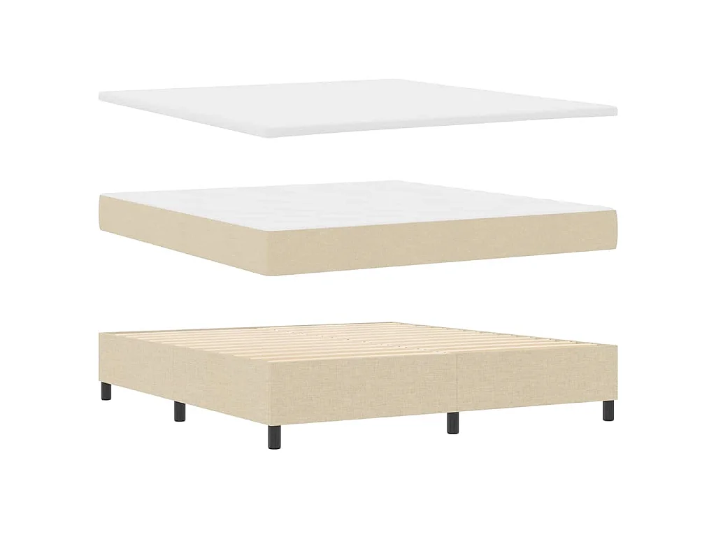 Boxspringbett mit Kissen mit Kopfteil Creme 180 x 200 cm Stoff