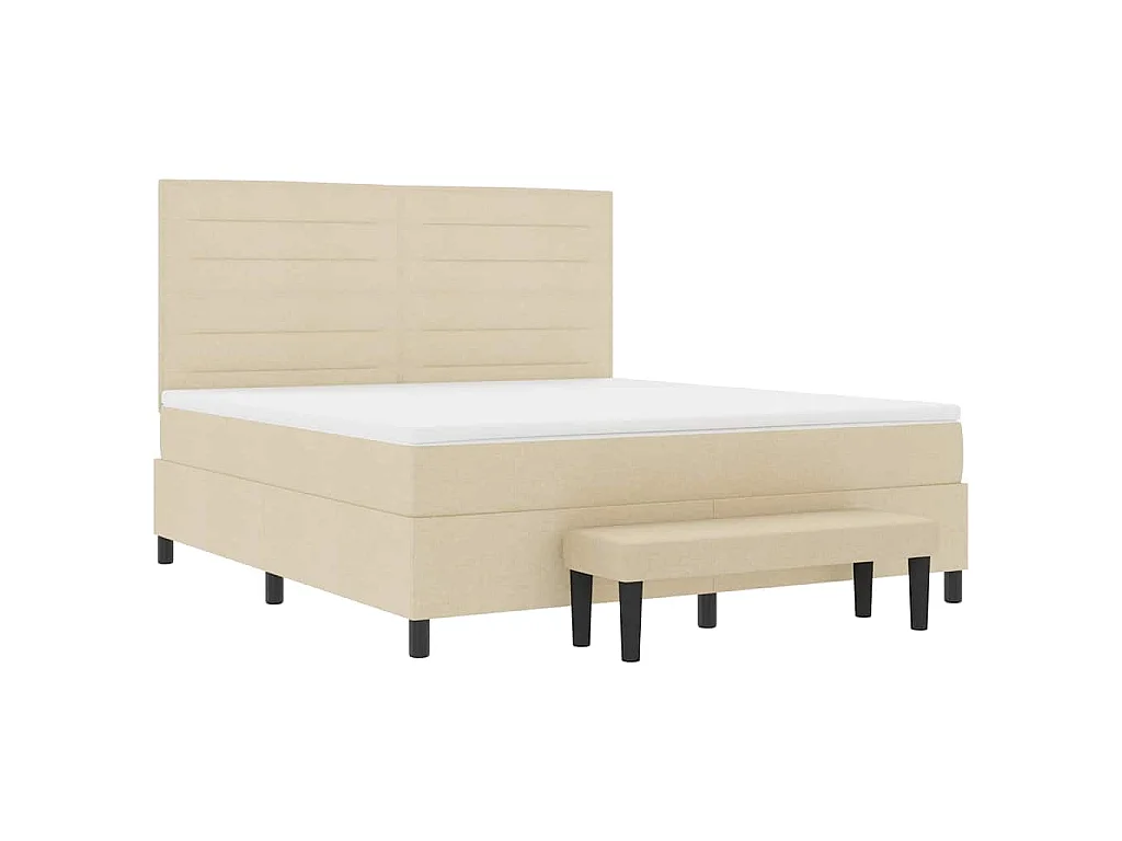 Boxspringbett mit Kissen mit Kopfteil Creme 180 x 200 cm Stoff