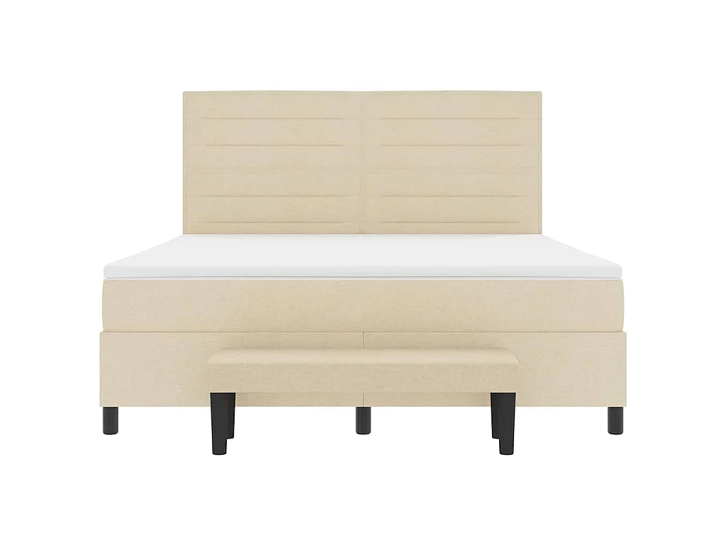 Boxspringbett mit Kissen mit Kopfteil Creme 180 x 200 cm Stoff